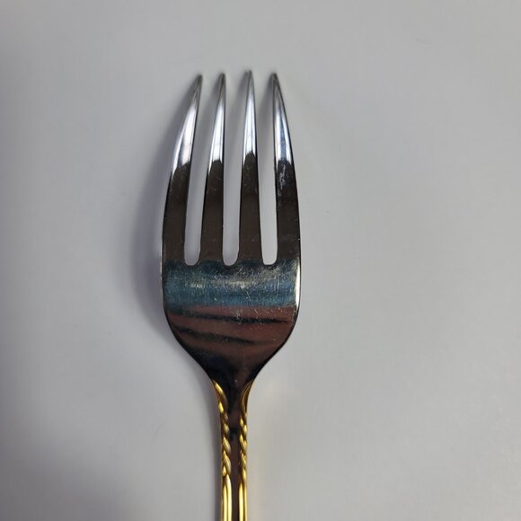 Yamazaki Tasha Dinner Fork Stainless Gold Trim 7 1/2 Silverware Flatware - Picture 10 of 13